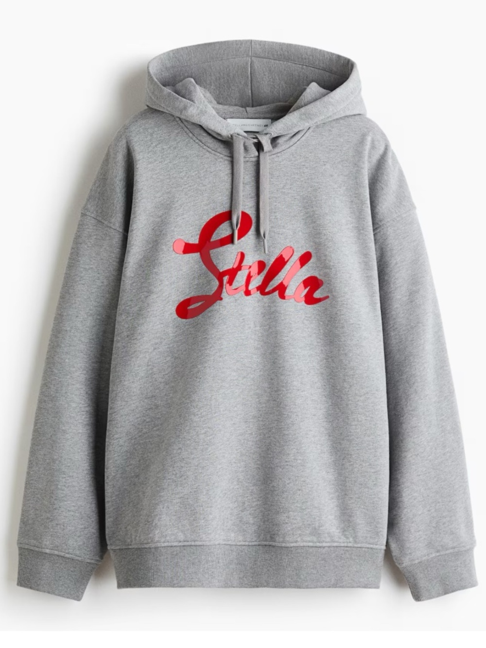 NWT Stella McCartney OVERSIZED PRINTED COTTON HOODIE Grey Melange Size US XL